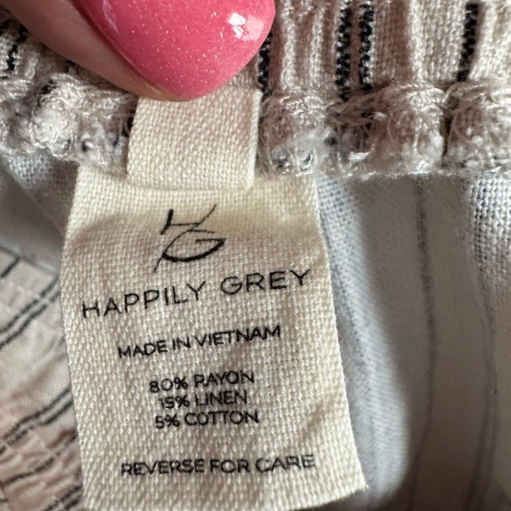 Happily Grey Womens Convertible Cargo Pants Large Linen Beachy Bohemian Lagom - Picture 6 of 8